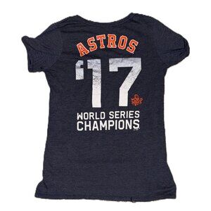 Nike Womens Astros 2017 World Series Champions Tee Navy Blue V-Neck Size M